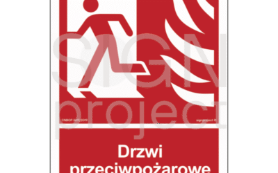 Drzwi przeciwpożarowe, Zamykać! – lewa strona – znak przeciwpożarowy | ISO 7010 | CNBOP
