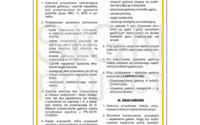 Instrukcja BHP przy gaśnicy proszkowej