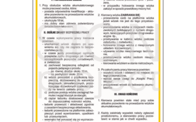 Instrukcja BHP przy obsłudze wózka akumulatorowego