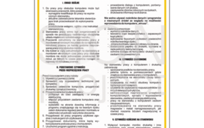 Instrukcja postępowania na stanowisku z komputerem i drukarką