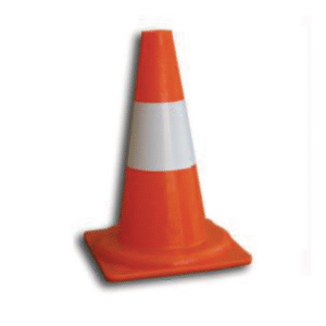 Pachołek drogowy 34 cm – lekki PE, biały pas odblaskowy | Skuteczne oznakowanie BHP