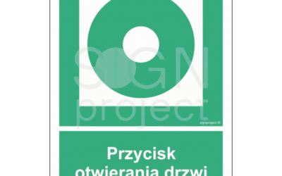 Przycisk otwierania drzwi ewakuacyjnych – znak ISO 7010 AC074 fotoluminescencyjny