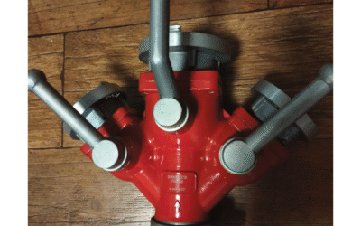 Rozdzielacz kulowy K 75/52‑75‑52 z nasadą obrotową – zawory kulowe, aluminiowy korpus