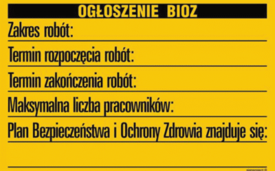 Tablica Budowlana BIOZ Ogłoszenie 70 × 45 cm