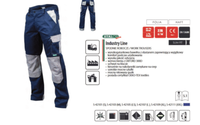 Spodnie robocze STALCO Industry Line – wzmocnienia Oxford i pas elastyczny